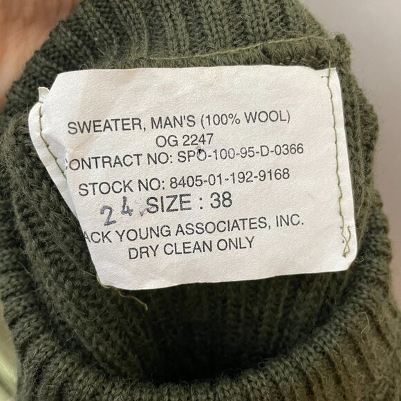 Vintage Jack Young Associates Sweater Tactical Military Green Size 38 Ribbed - Picture 8 of 12